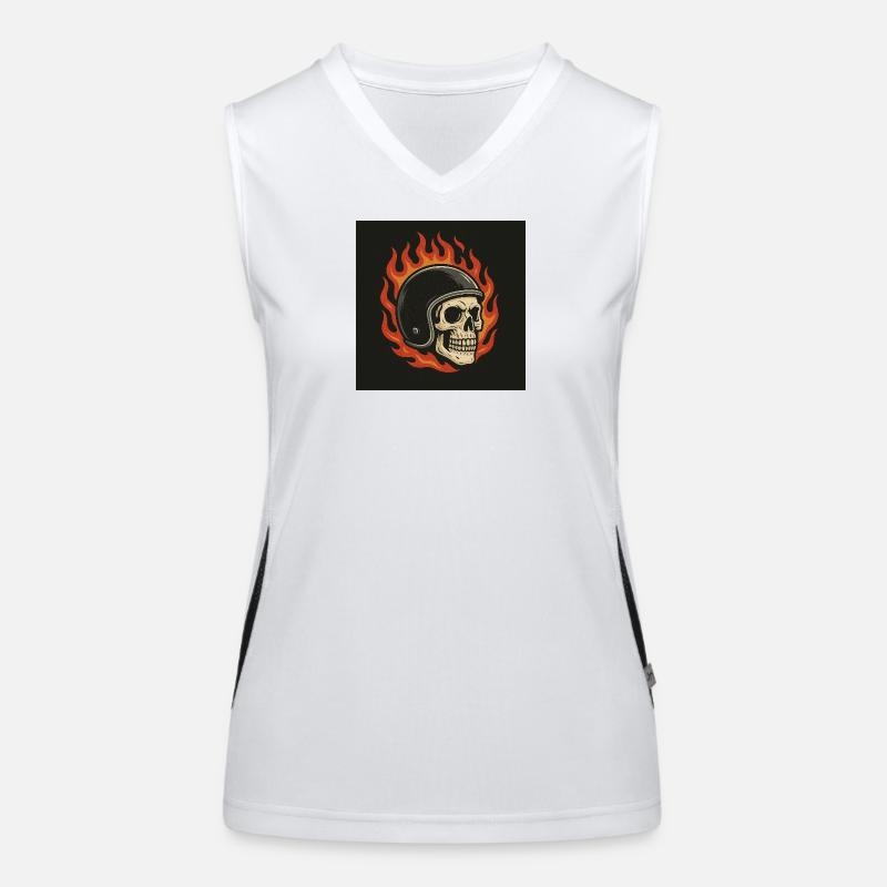 Flame Skull with Helmet Women's Functional Contrast Tank Top