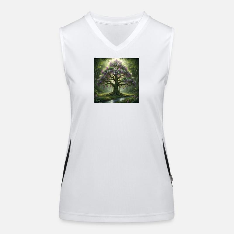 Forest tree with lilac blossoms - Women's Functional Contrast Tank Top - white/black