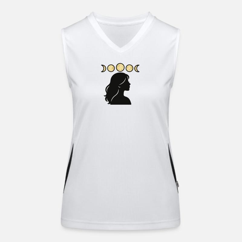 Silhouette with moon phases Women's Functional Contrast Tank Top