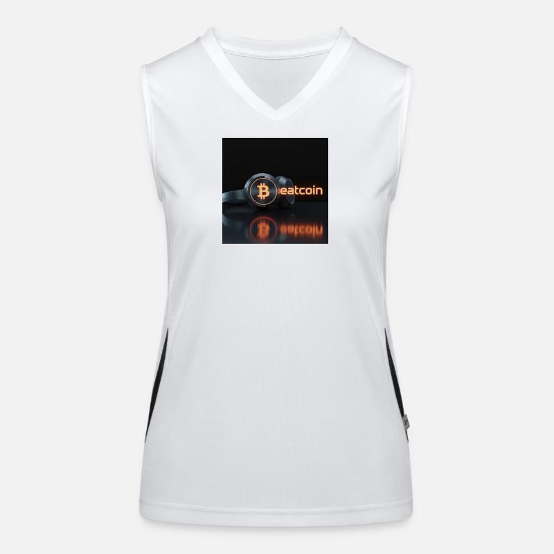 Beatcoin Neon Bitcoin Kopfhörer Funktionelles Kontrast-Tank Top für Frauen