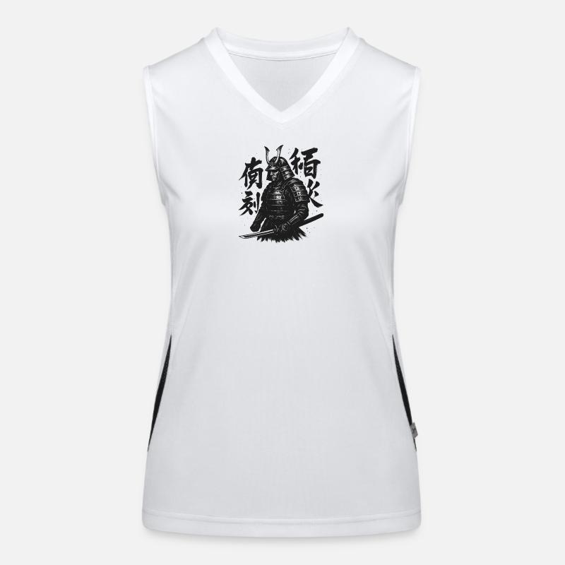 Samurai-Kalligraphie Kunst Funktionelles Kontrast-Tank Top für Frauen