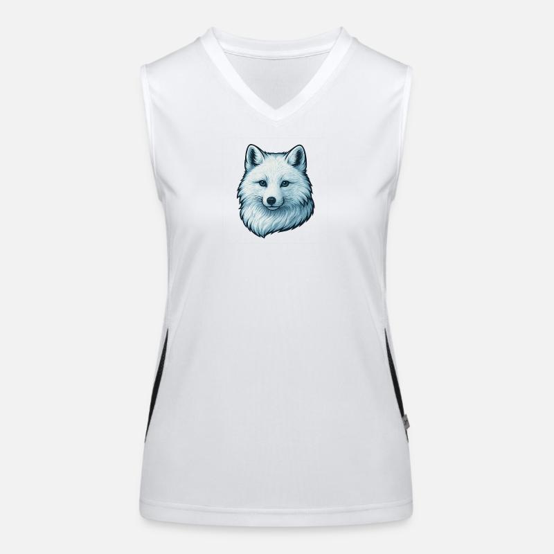 Blaues Wolfsgesicht Illustration Funktionelles Kontrast-Tank Top für Frauen