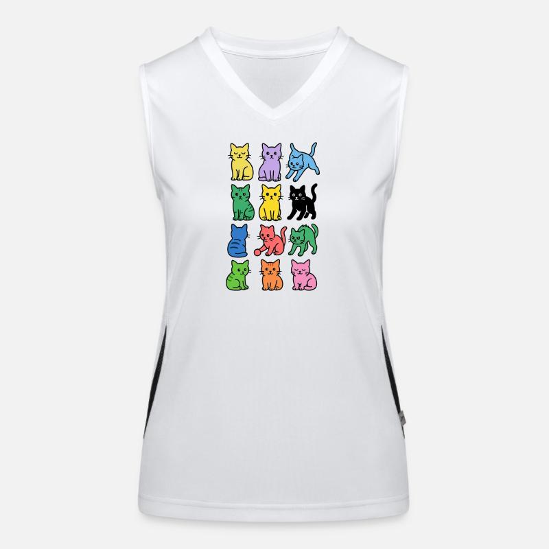 Regenbogenkatzen in knalligen Farben Funktionelles Kontrast-Tank Top für Frauen