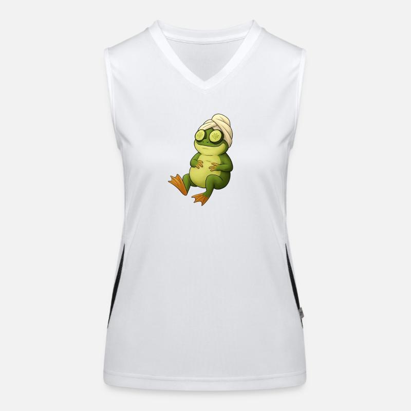 Cucumber mask frog in the spa Women's Functional Contrast Tank Top