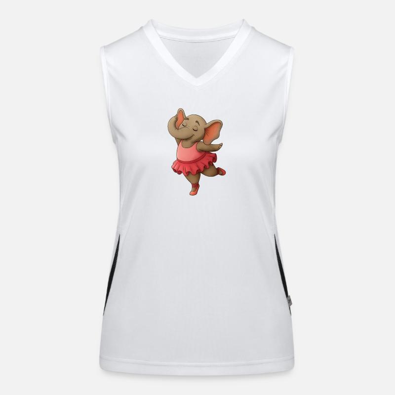 Dancing elephant in tutu Women's Functional Contrast Tank Top