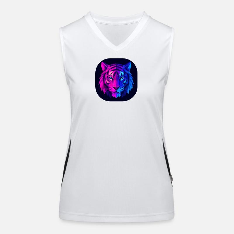 Neon Polygon Tiger : Magenta à Bleu Débardeur respirant contrasté Femme