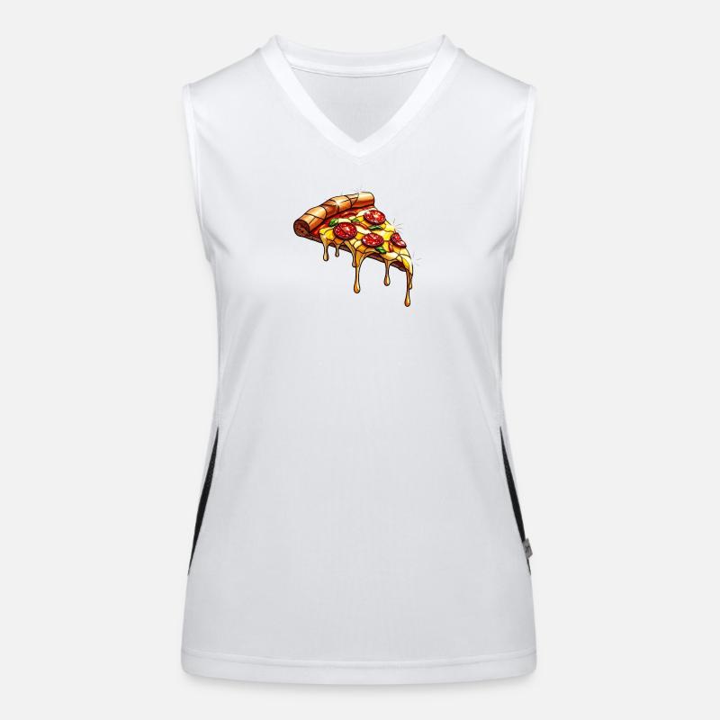 Shiny salami pizza with basil Women's Functional Contrast Tank Top