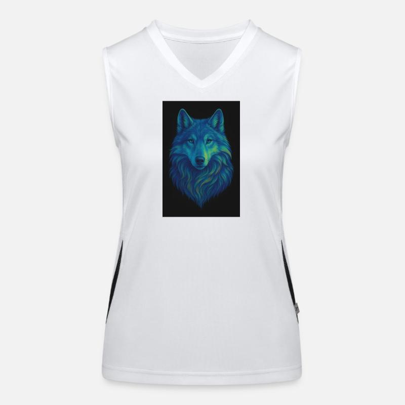 Neonwolf Farbiges Wolfporträt Funktionelles Kontrast-Tank Top für Frauen