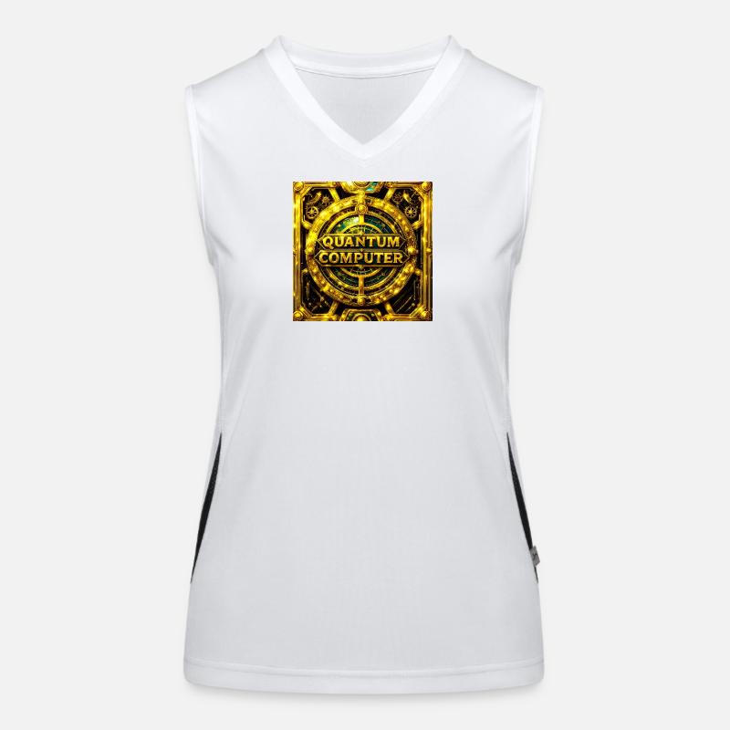 Goldenes Quantencomputer-Emblem Funktionelles Kontrast-Tank Top für Frauen