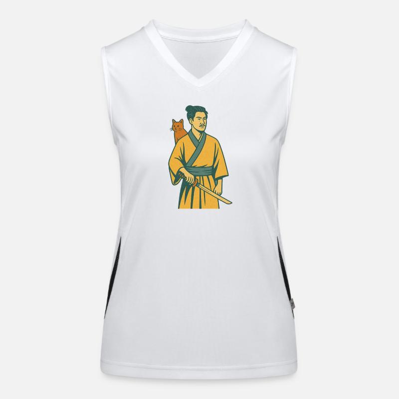 Samurai with Cat Funktionelles Kontrast-Tank Top für Frauen