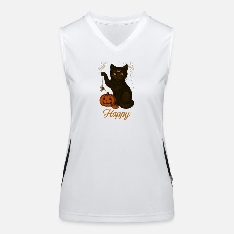 Halloween-Katze – Glücklich Funktionelles Kontrast-Tank Top für Frauen