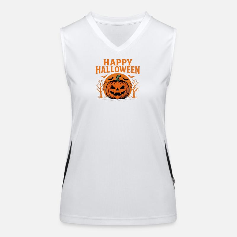 Happy Halloween pumpkin print Women's Functional Contrast Tank Top