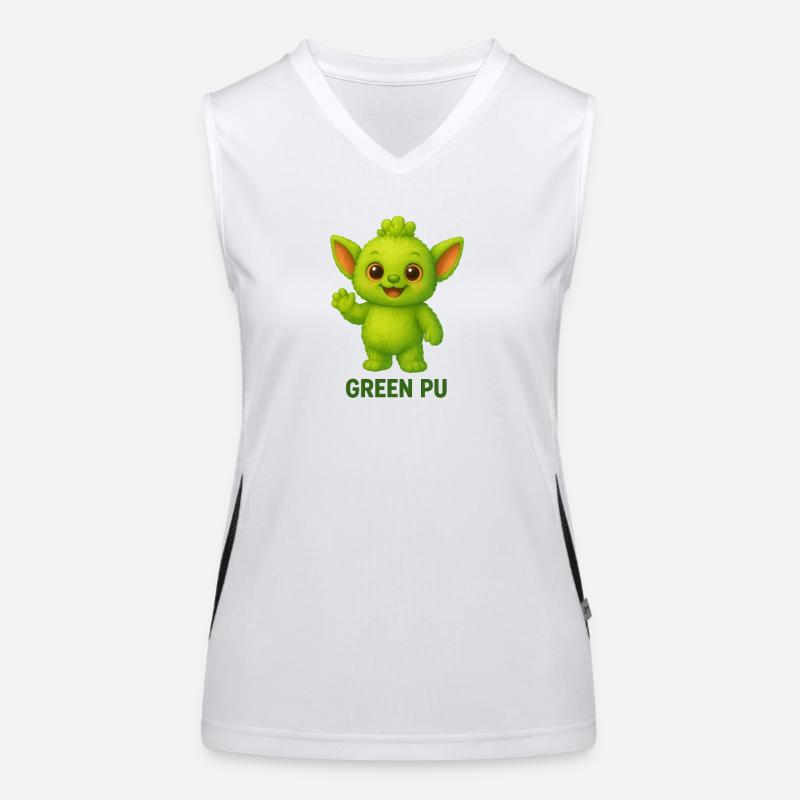Green Pu Creature Mascot Women's Functional Contrast Tank Top