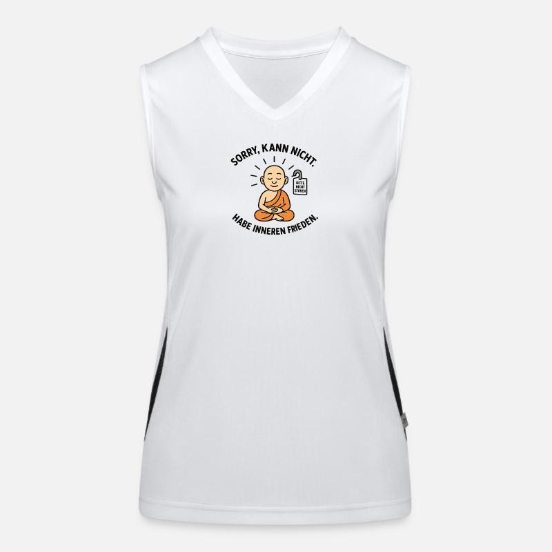 Innerer Frieden Mönch Spruch Funktionelles Kontrast-Tank Top für Frauen