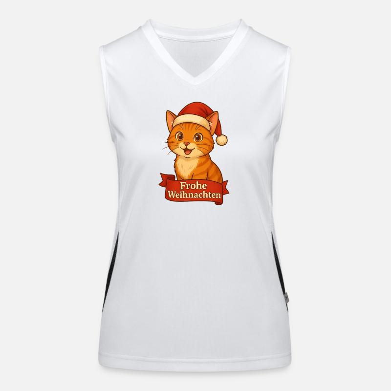 Katzenweihnachtskater mit Santa-Hut Funktionelles Kontrast-Tank Top für Frauen