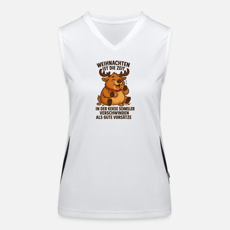 Plaisir de Noël des rennes affamés de biscuits Débardeur respirant contrasté Femme