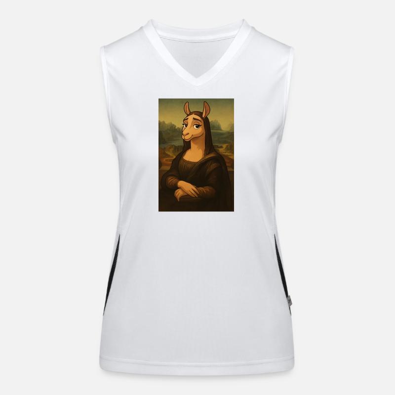 Llama Mona Lisa Enigmatic Women's Functional Contrast Tank Top