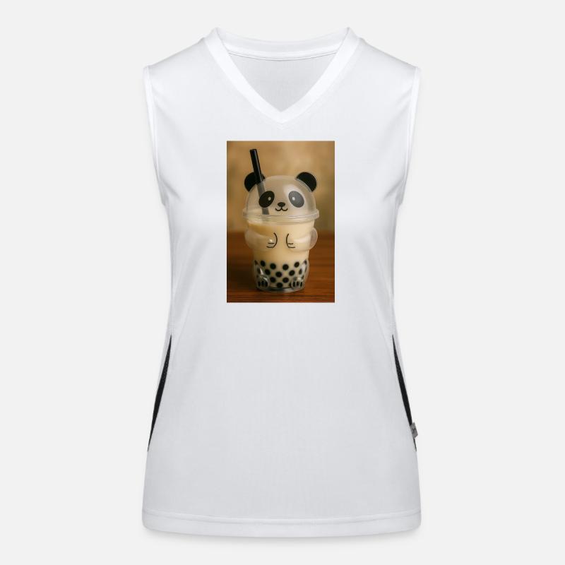 Panda Bubble Tea Cup Grafik Funktionelles Kontrast-Tank Top für Frauen