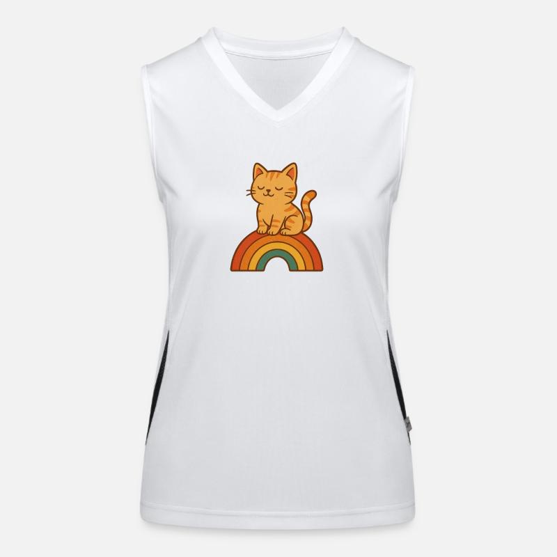 Katzenregenbogen Ruhe Funktionelles Kontrast-Tank Top für Frauen