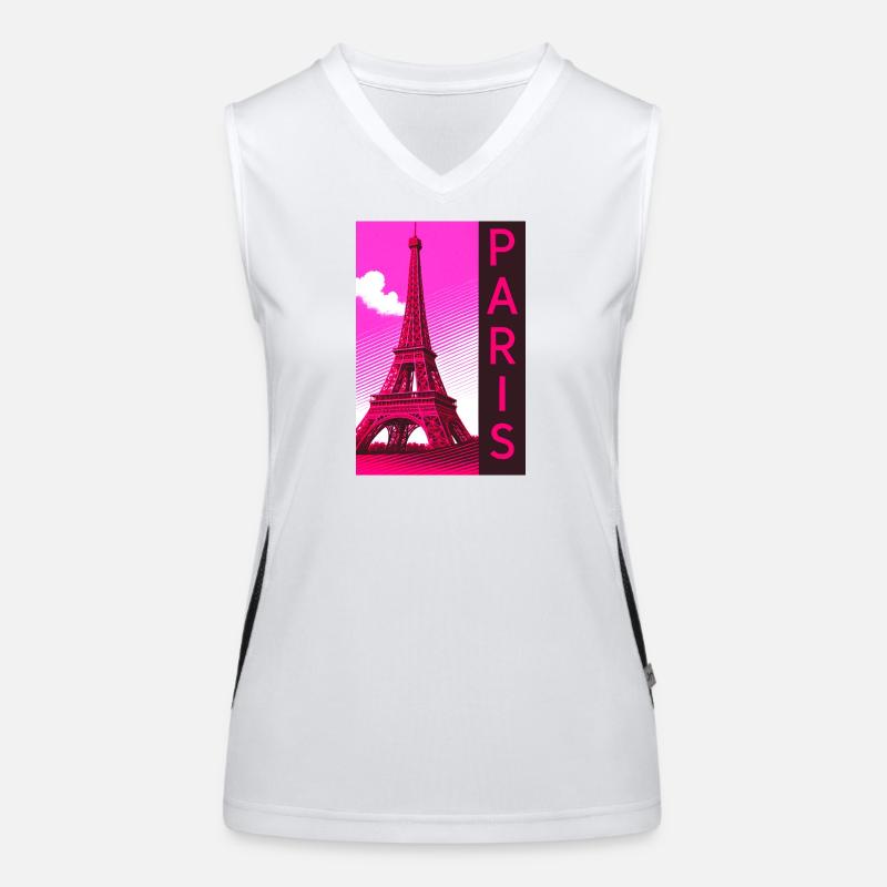 Paris Pink Eiffel Turm Retro Funktionelles Kontrast-Tank Top für Frauen