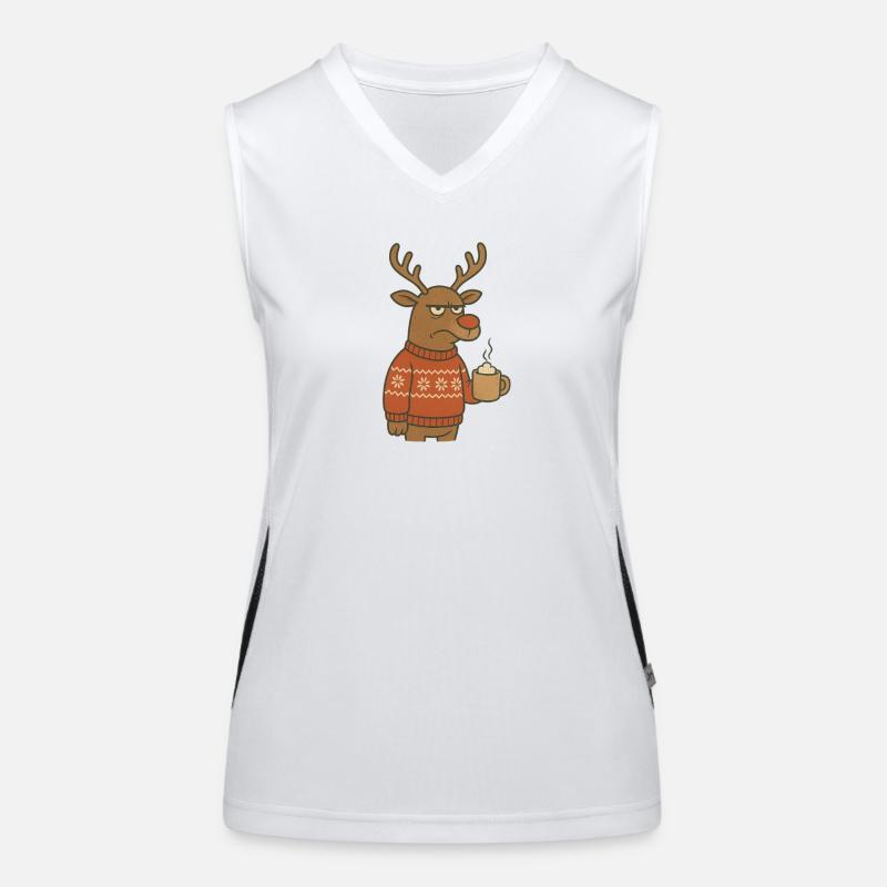 Rentier mit Becher Funktionelles Kontrast-Tank Top für Frauen