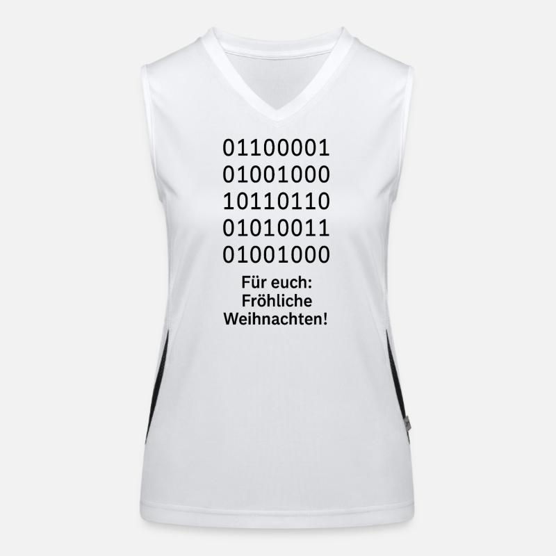 Binary Code Weihnachtszauber Funktionelles Kontrast-Tank Top für Frauen