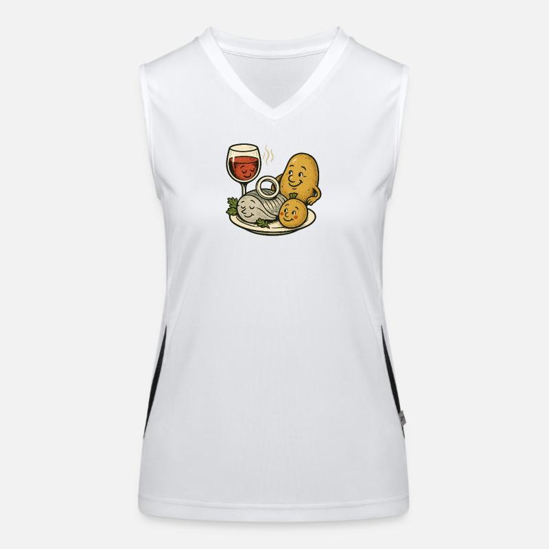 Selödka (Häring eingelegt) Wein und Pellkartoffel Funktionelles Kontrast-Tank Top für Frauen