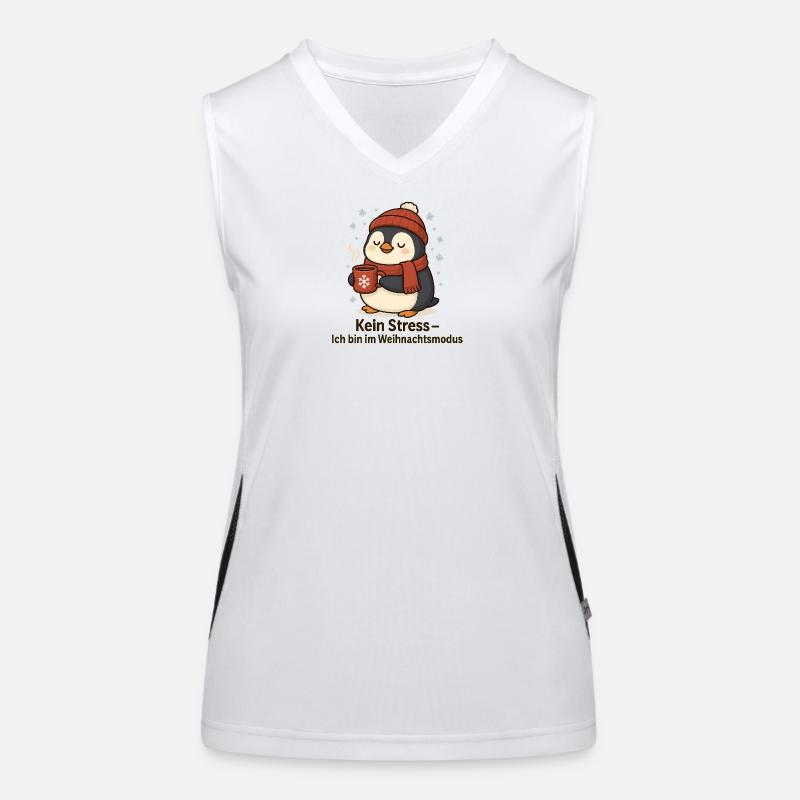 Weihnachtsmodus Pinguin mit Becher Funktionelles Kontrast-Tank Top für Frauen