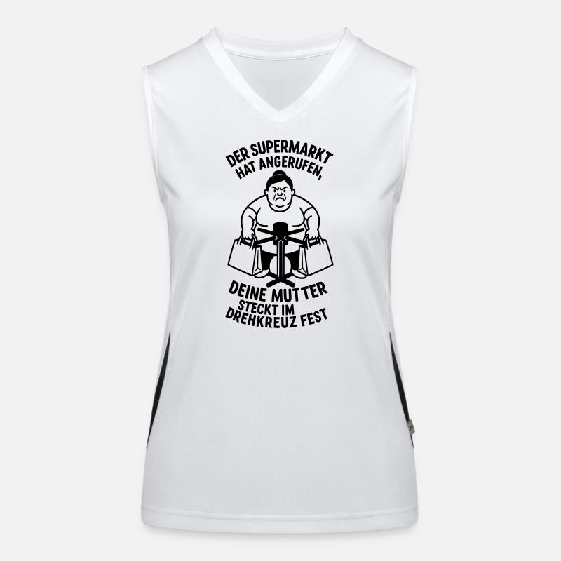 drehkreuz deine mutter supermarkt witz Funktionelles Kontrast-Tank Top für Frauen