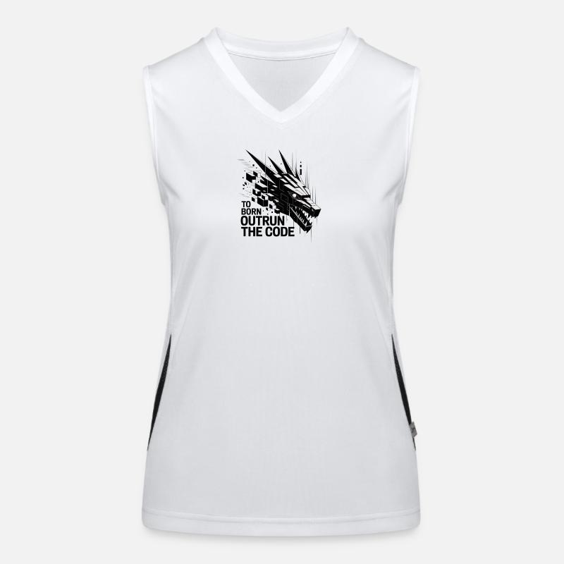 Geometrischer Drachen-Outrun-Code Funktionelles Kontrast-Tank Top für Frauen