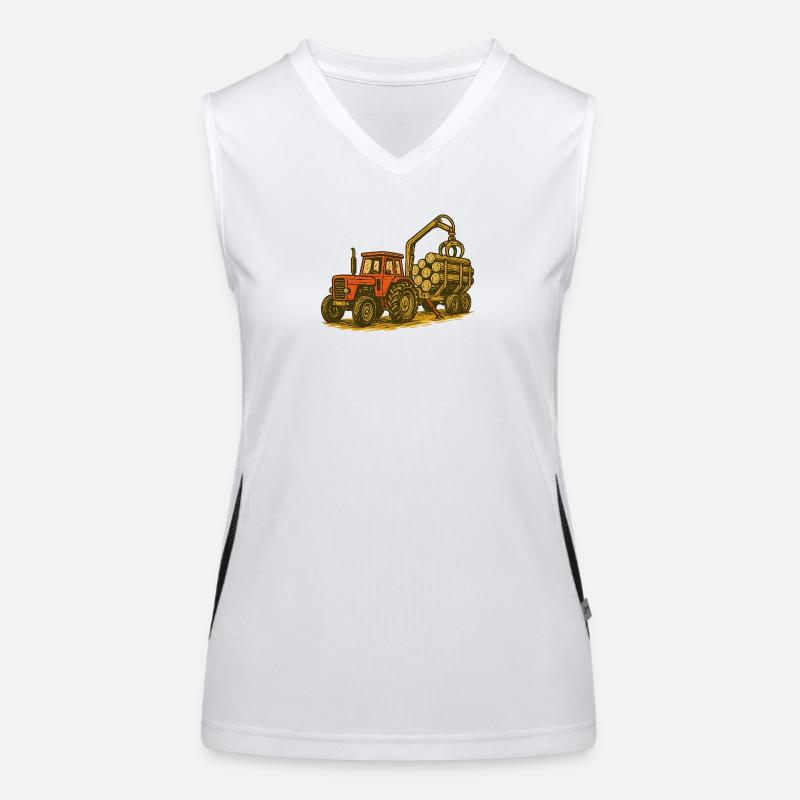 Forsttraktor mit Holzlast Funktionelles Kontrast-Tank Top für Frauen