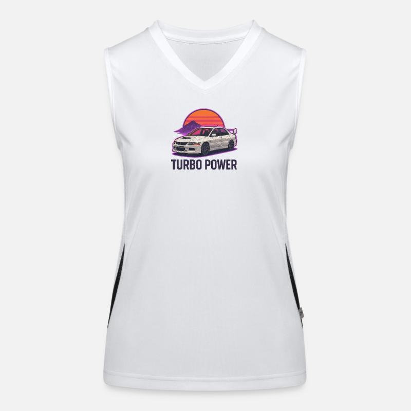 Turbo Power Auto Sunset Sticker Funktionelles Kontrast-Tank Top für Frauen