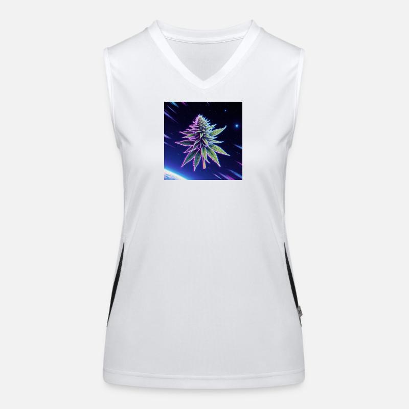 Neon Space Cannabis Leaf Women's Functional Contrast Tank Top
