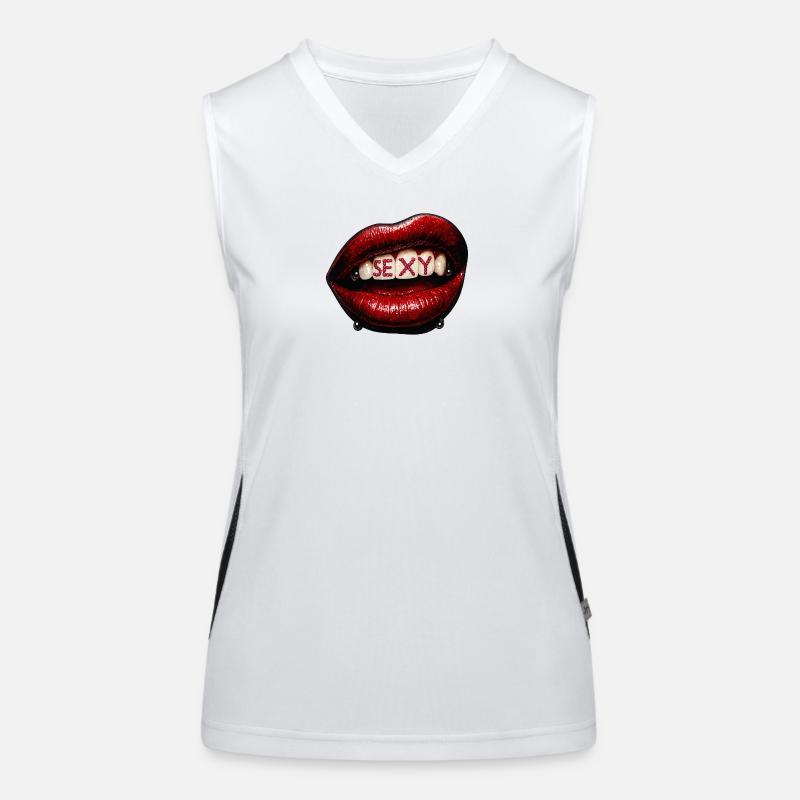Lips with pearl letters Women's Functional Contrast Tank Top
