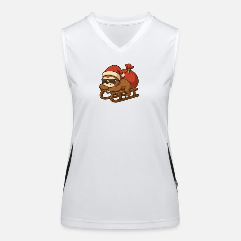 Cooles Weihnachtsfaultier auf Schlitten Funktionelles Kontrast-Tank Top für Frauen