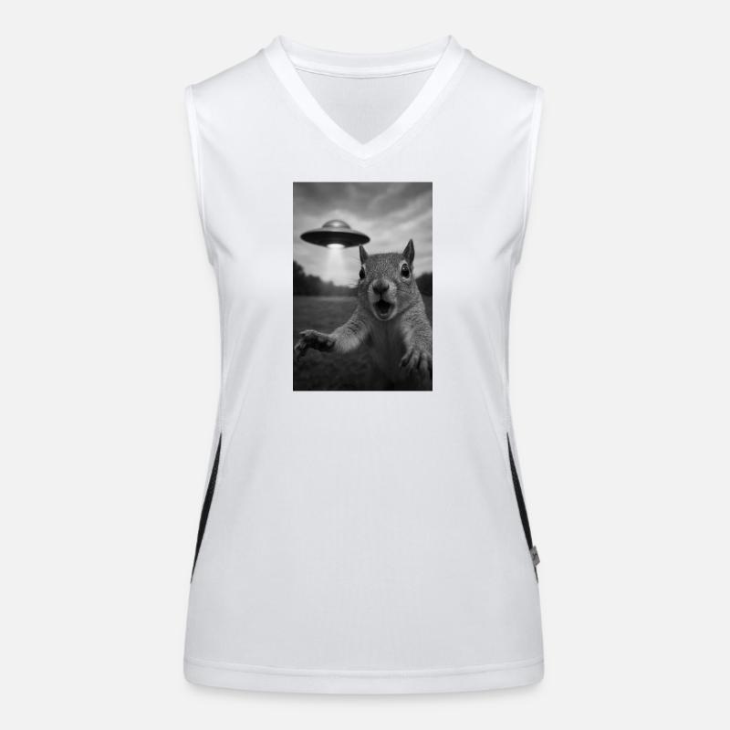UFO Squirrel Encounter Women's Functional Contrast Tank Top