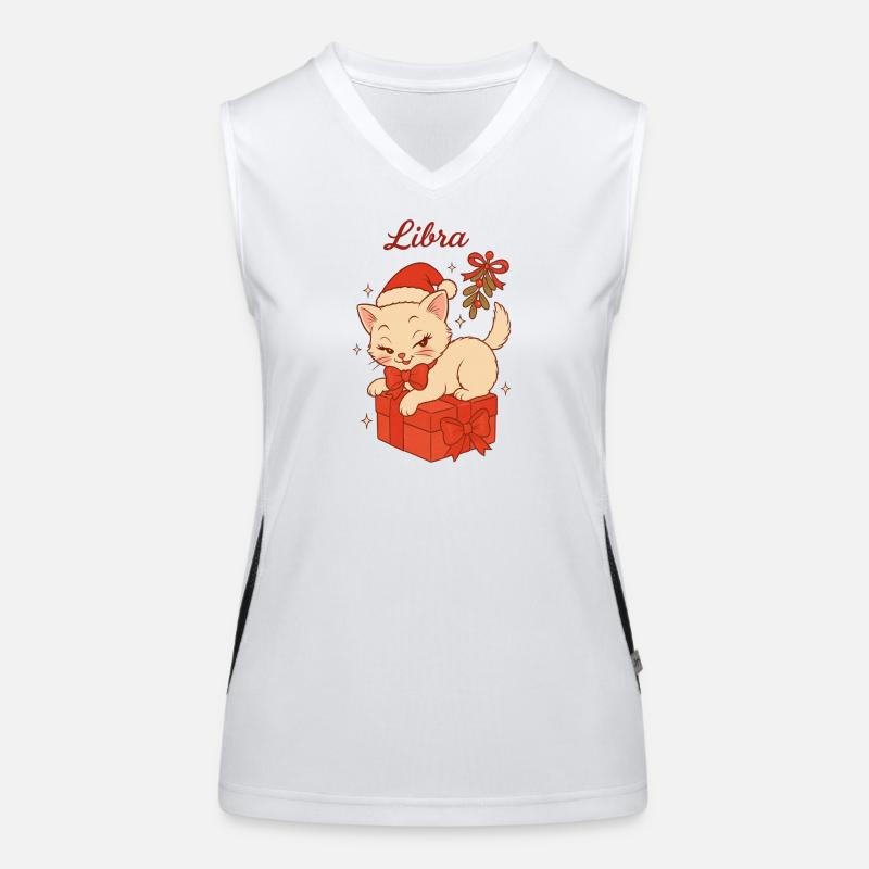Libra Weihnachtskätzchen Geschenk Funktionelles Kontrast-Tank Top für Frauen
