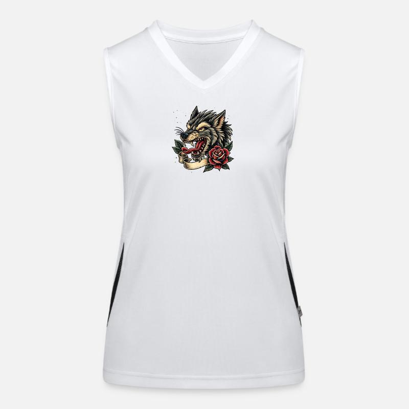 Loup avec ruban de rose Débardeur respirant contrasté Femme