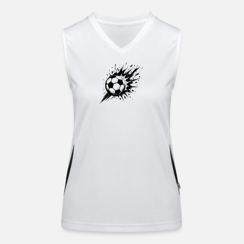 Exploding football in black and white Women's Functional Contrast Tank Top