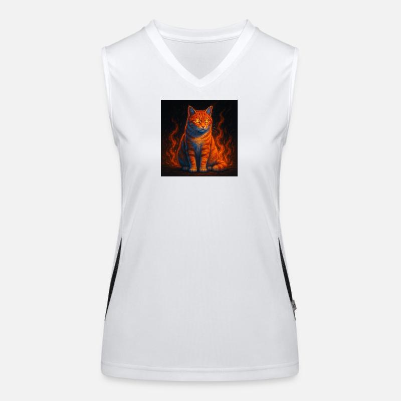 Der flammende Blick der Feuerkatze Funktionelles Kontrast-Tank Top für Frauen