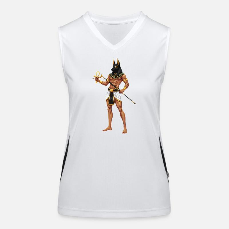Anubis-Krieger mit Ankh-Cosplay Funktionelles Kontrast-Tank Top für Frauen
