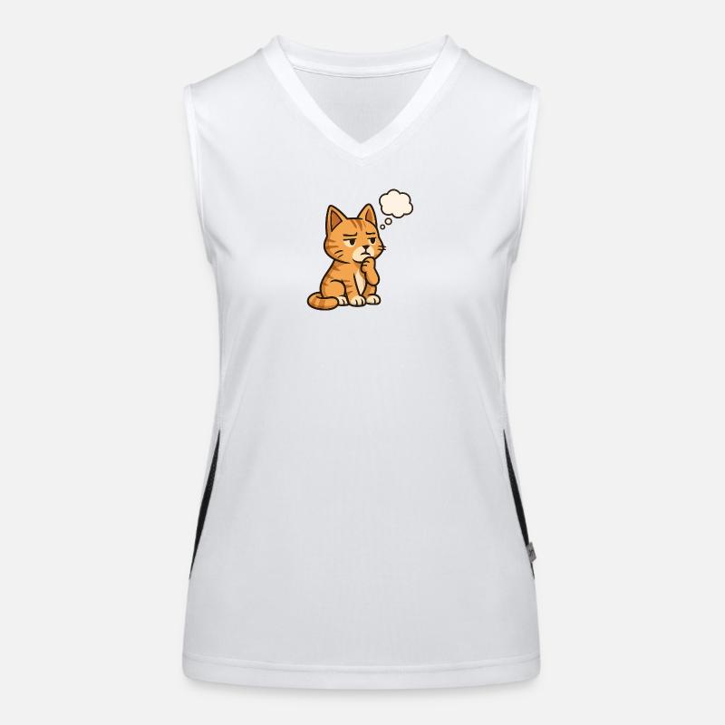 Thoughtful-Cat - Women's Functional Contrast Tank Top - white/black