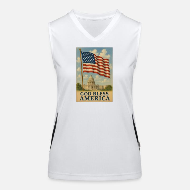 God Bless America Flag Art Women's Functional Contrast Tank Top
