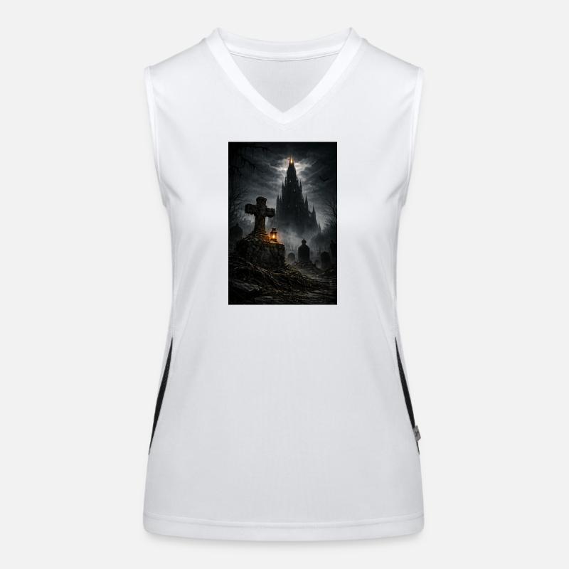 Gothic Schloss im Nebel Funktionelles Kontrast-Tank Top für Frauen