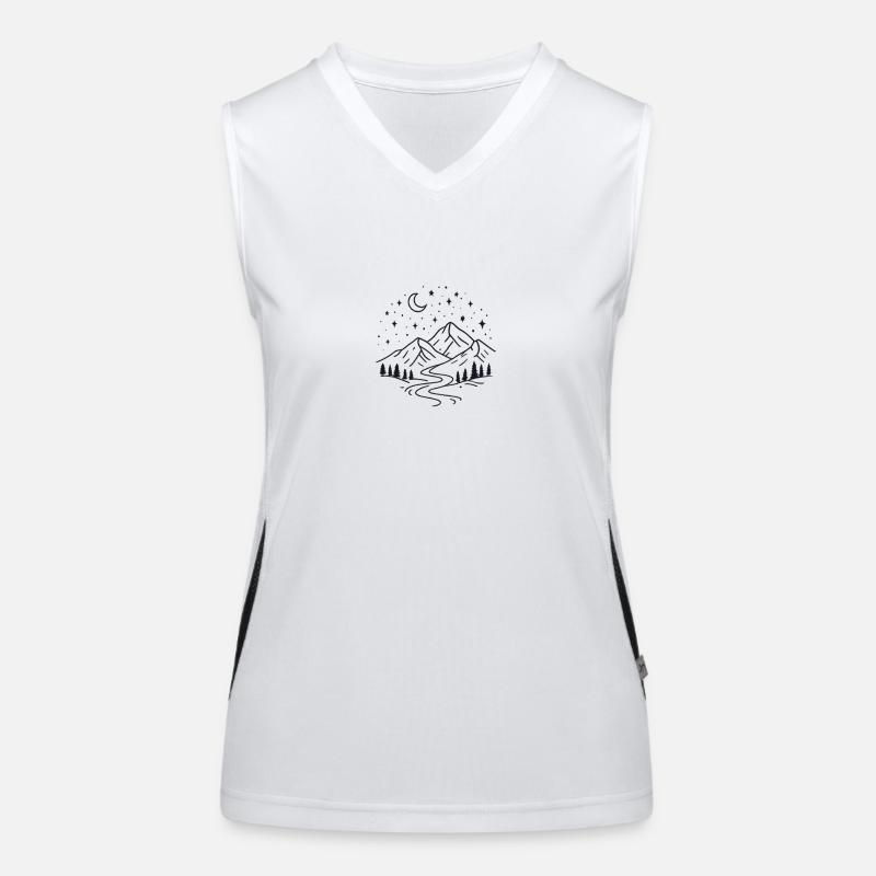 Night Mountains with Starry River Women's Functional Contrast Tank Top