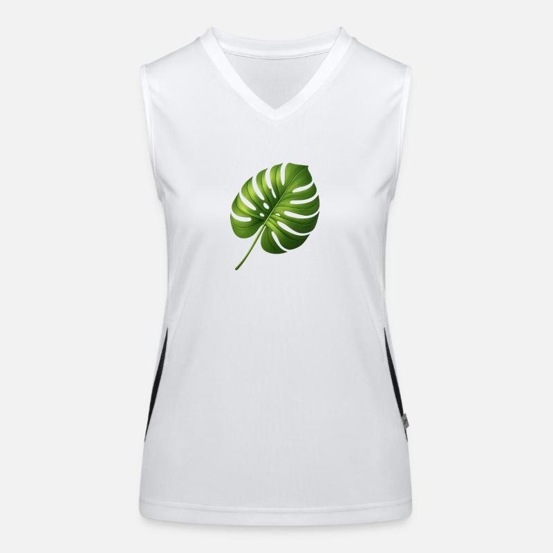 Feuille de Monstera Scintillant Vert Tropical Débardeur respirant contrasté Femme