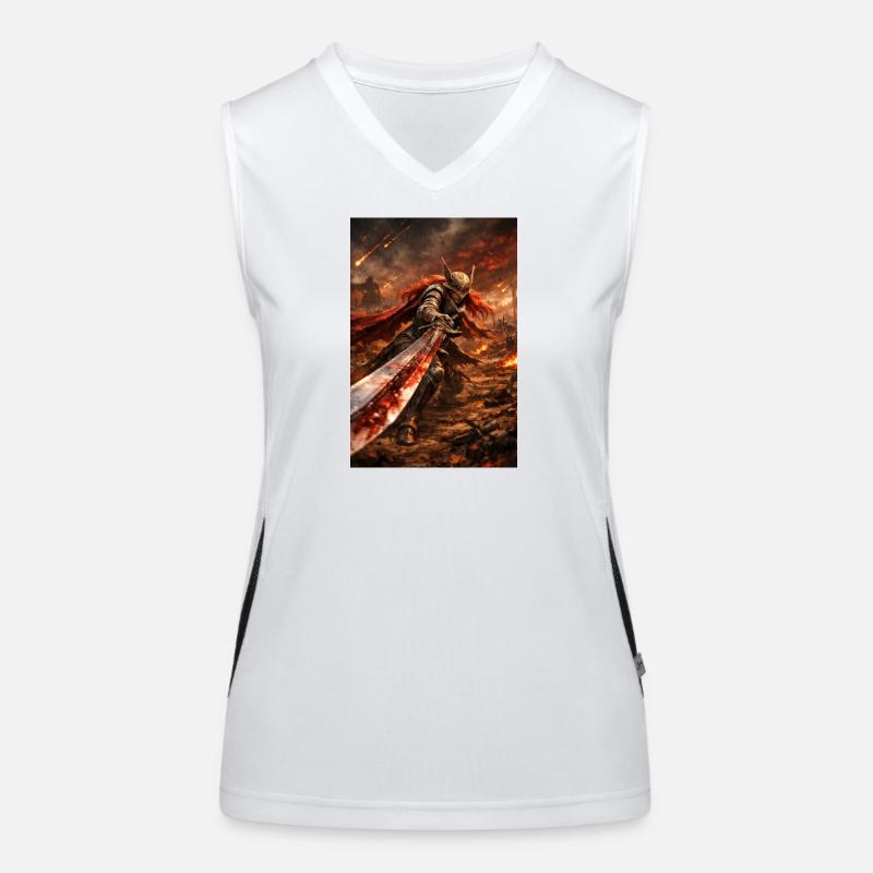 Flaming Blade Burning Warrior Women's Functional Contrast Tank Top