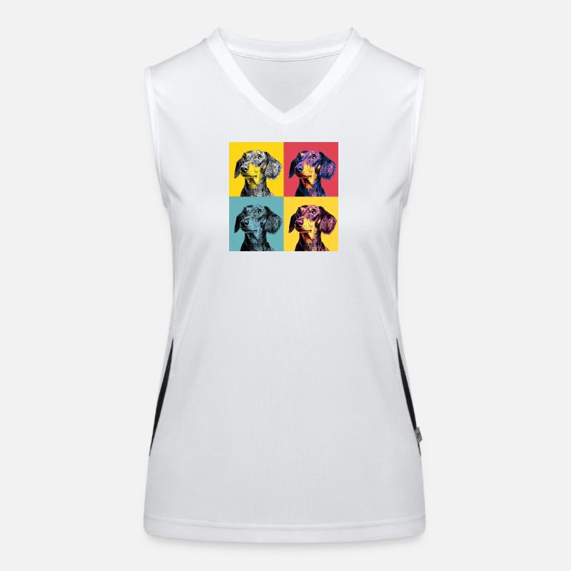 Pop Art Dachshund Quad Women's Functional Contrast Tank Top