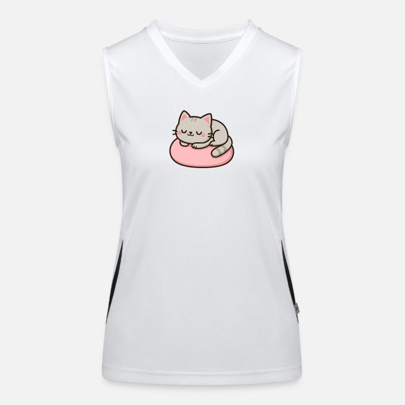 Chat doux sur coussin rose Débardeur respirant contrasté Femme