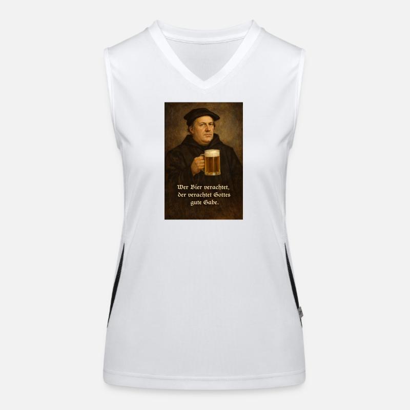 Martin Luther + Bier + Spruch Funktionelles Kontrast-Tank Top für Frauen